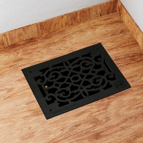 Black floor heat vent air - black,